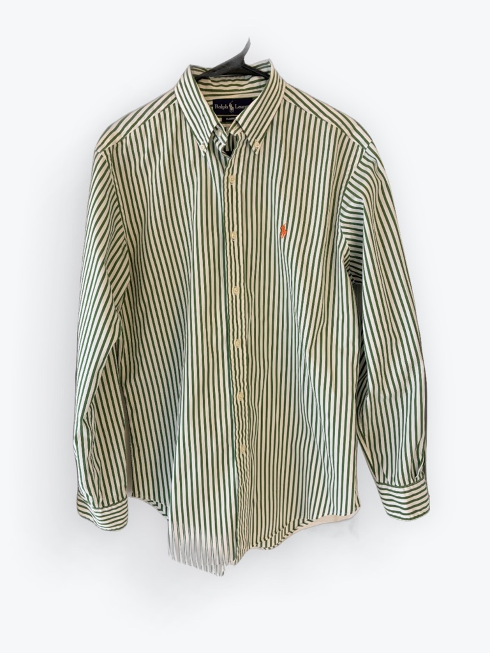 Polo Ralph Lauren Button Down Shirt Long Sleeve Green Stripes Cotton